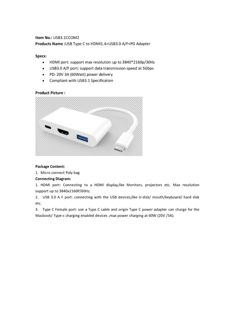 MicroConnect USB-C to USB3.0