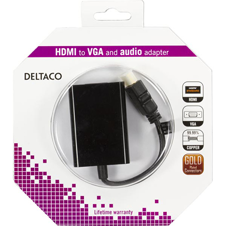 Adapteri HDMI-VGA ja ääni 0,2m 19-pin uros-15-pin naaras