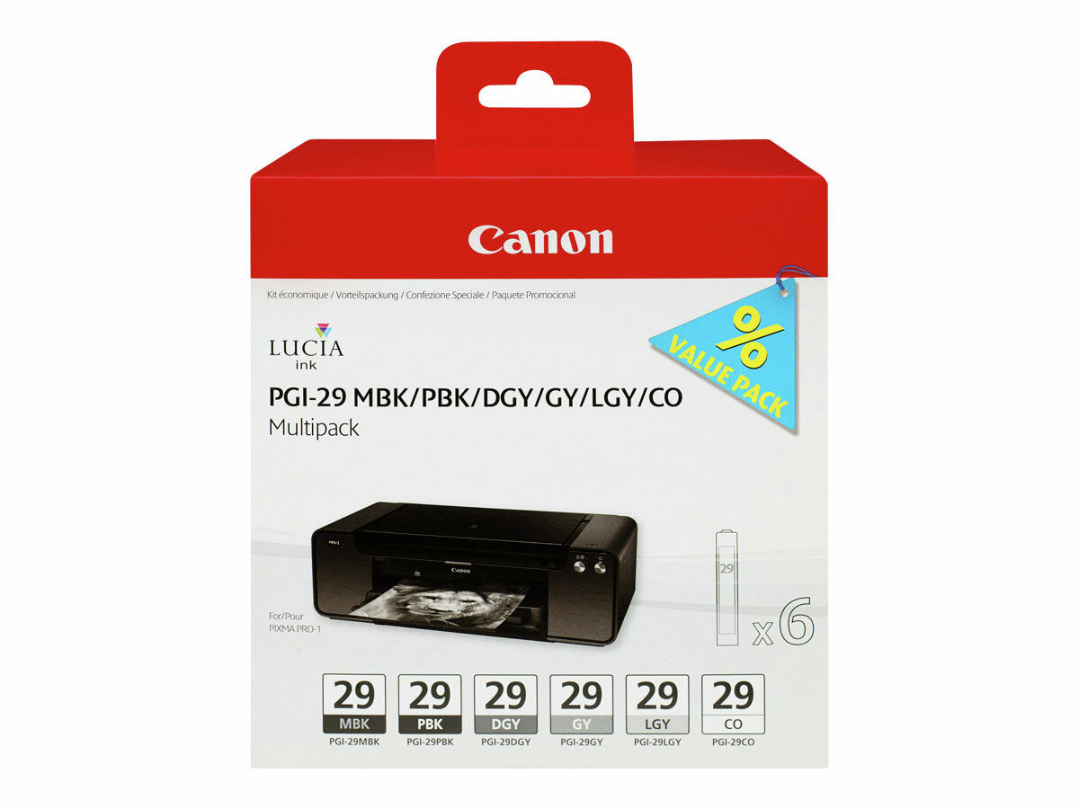 Canon PGI-29 musta + 5 monipak