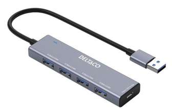 Deltaco USB-A hub 4xType A naaras