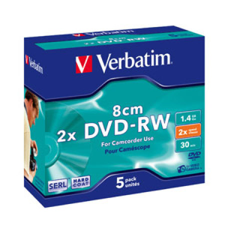 DVD-RW Verbatim 1,4GB 30min 2x 8cm (videokameralle)  5/pak