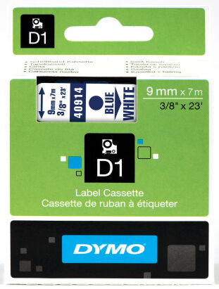 Dymo D1 9mm x 7m, sini-valk.