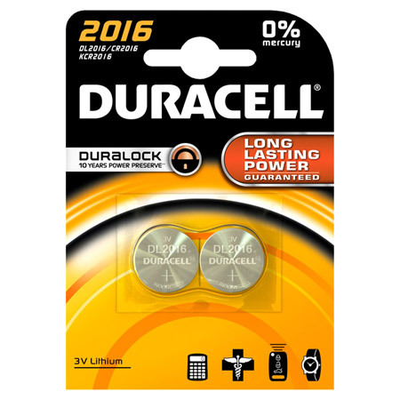 Electronic litiumparisto Duracell 2016 3V, 2 kpl/pak