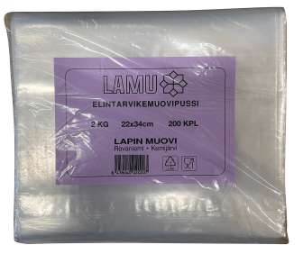 Elintarvikepussi LDPE säilytys/pakastus 2kg