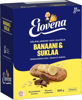 Elovena välipalakeksi 10x30g banaani/suklaa