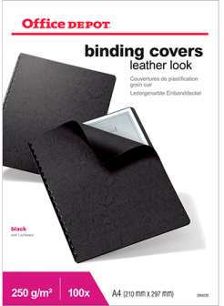 Etukansi Office Depot A4 250mic musta tekonahka 100/ltk