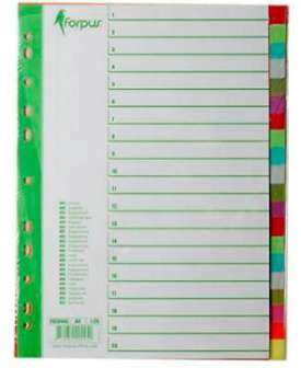 Forpus hakemisto A4 1-20 moniväri