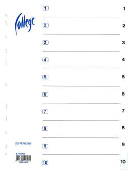 Hakemisto A4 kartonkia 1-10 valkoinen