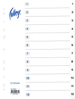 Hakemisto A4 kartonkia 1-12 valkoinen