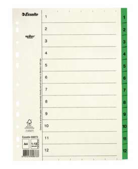 Hakemisto A4 1-12 vihreä muovikieleke