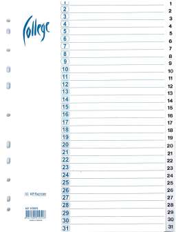 Hakemisto A4 kartonkia 1-31 valkoinen