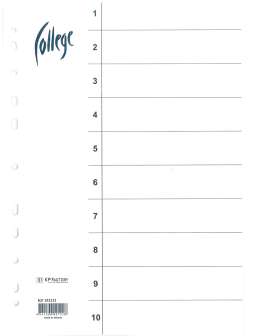 Hakemisto A4 kartonkia 10-os blanko valkoinen