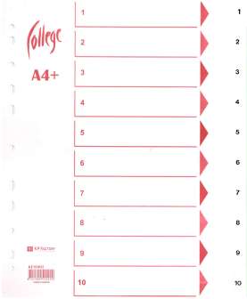 Hakemisto A4+ leveä 1-10 muovi