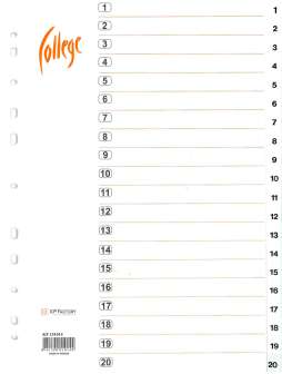 Hakemisto A4 1-20 muovi