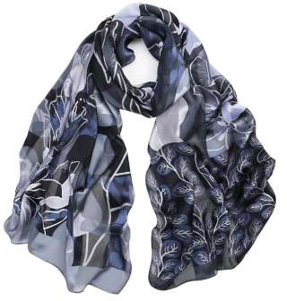 Harmaa Marja Kurki silkkihuivi Kukkaterapiaa