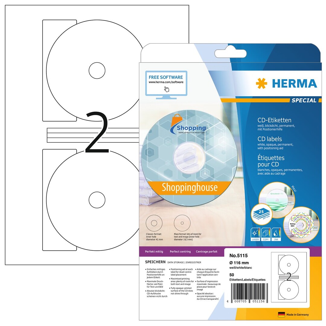 Herma Special 5115 A4/2-os CD/DVD