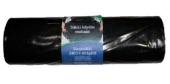 Jäte/silppurisäkki 240 L musta |5kpl/rll