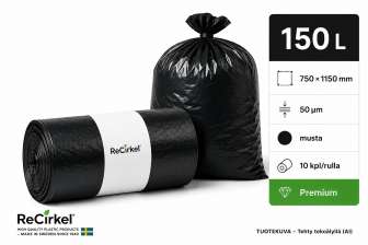 Jätesäkki Premium LDPE 150L musta