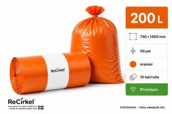 Jätesäkki Premium LDPE 200L oranssi