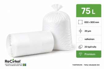 Jätesäkki Premium LDPE 75L valkoinen