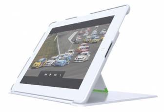 Kannellinen kotelo iPad/2:lle tuella, valkoinen