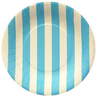 Kartonkilautanen matala 20,5cm raidat v.sininen  8kpl/pkt