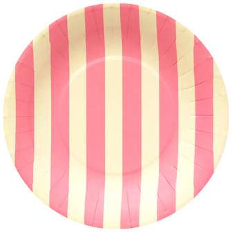 Kartonkilautanen matala 20,5cm raidat vaalea pinkki|8kpl/pkt