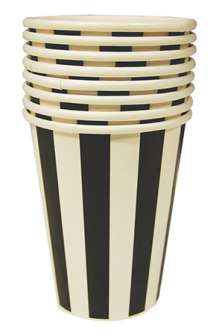 Kartonkipikari n 2,5 dl raidat musta|8kpl/pkt