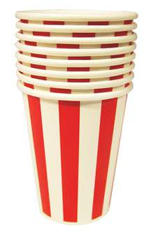 Kartonkipikari n 2,5 dl raidat punainen|8kpl/pkt