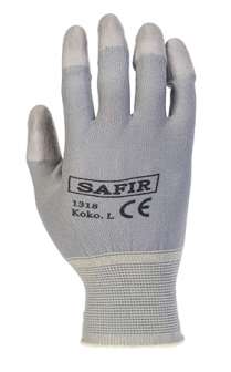 Kassakäsine harmaa 1318 9 L sormenpäät pinnoitettu 10/pss