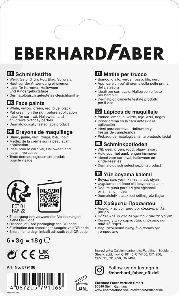 Kasvomaalikynät 6 kynää/pak