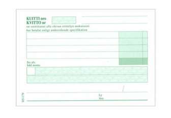 Kuitti-ja laskulomake Ultra A6 jäljentävä+erittely