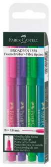 Kuitukärkikynä Faber-Castell 1554 broadpen 4 väriä/sarja