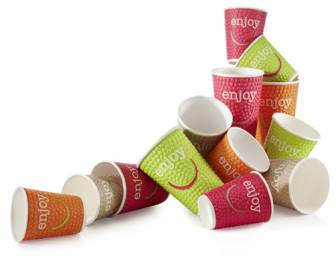 Kuumakuppi ENJOY 300ml 10/pss värilajitelma+mustat kannet