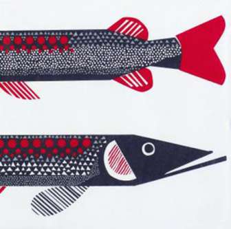 Lautasliina 33x33 Marimekko Hauki valkea 20/pak 12pak/ltk