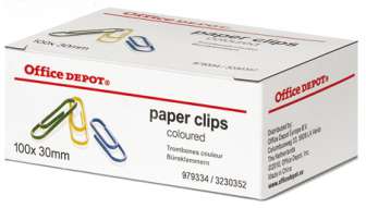 Liitin 30 mm Office Depot värilajitelma,  100 kpl/ras