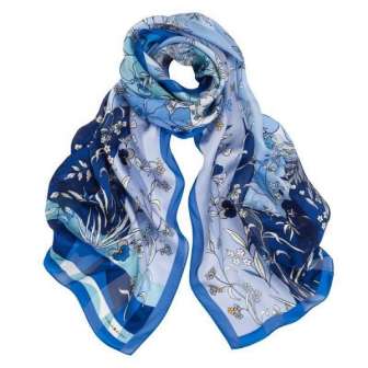 Marja Kurki silkkihuivi sininen 55x180 cm