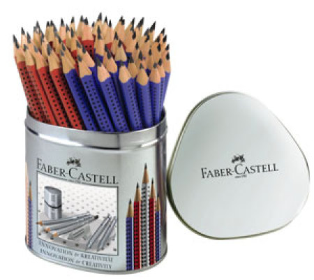 Metallipurkki Faber-Castell Jumbo Grip, sin+pun, 72 kpl