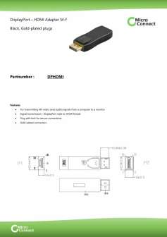 MicroConnect sovitin Displayport-HDMI musta