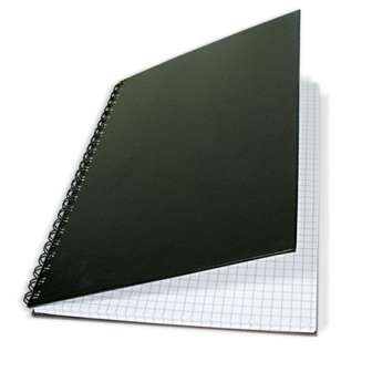 Muistikirja A4 160 sivua musta kierresidottu ruudullinen