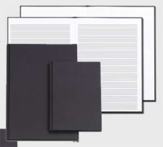 Muistikirja A4 viivallinen musta kartonki sidottu