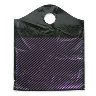 Muovikassi 400x500+50 mm musta/violettiraita