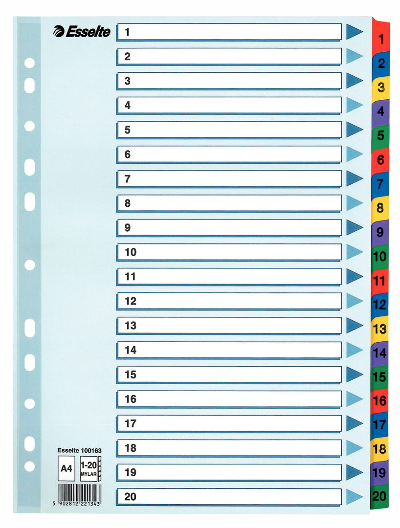 Muovikielihakemisto Mylar 1-20 Esselte
