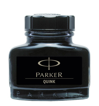 Mustepullo Quink Ink permanent musta 57 ml lasipullossa