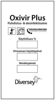 Oxivir Plus käyttöliuostarra