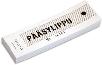 Pääsylippu numeroitu valkoinen