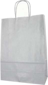 Paperikassi hopea, riplattu mitat 230x100x320mm 25 kpl/nip