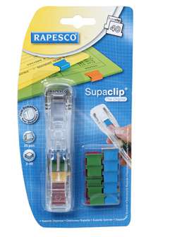 Paperiliitin Rapesco Supaclip laite+25 liitintä laj.värit