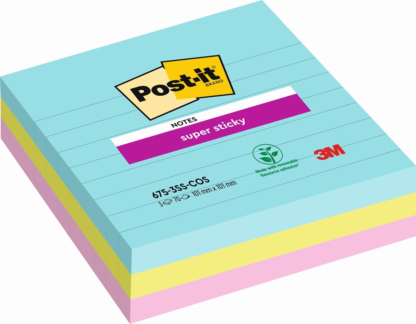 Post-it viestilap 101x101mm viivat