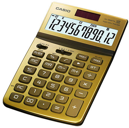 Pöytälaskin Casio JW-200TW GD kulta EURO + VERO
